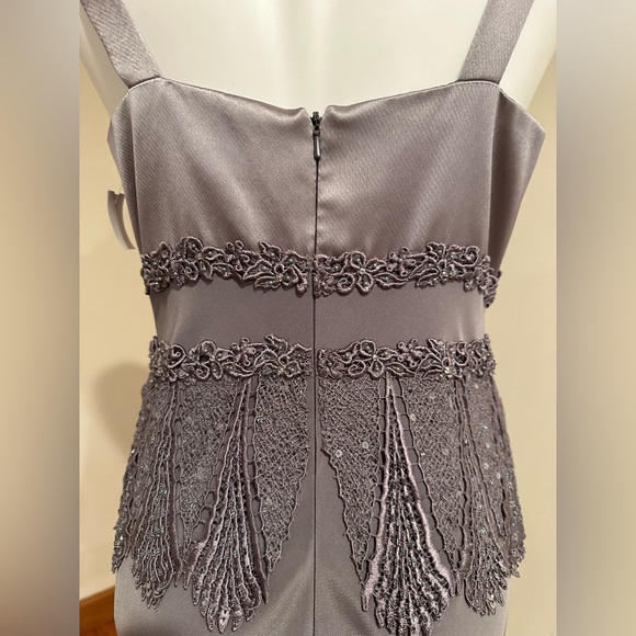 Montage By Mon Cheri Elegant Pewter Frost Gown W/Jacket Set Color Sz.12 - Picture 12 of 16